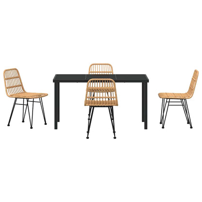 Set da Pranzo per Giardino 5 pcs Marrone Poly Rattan - homemem39