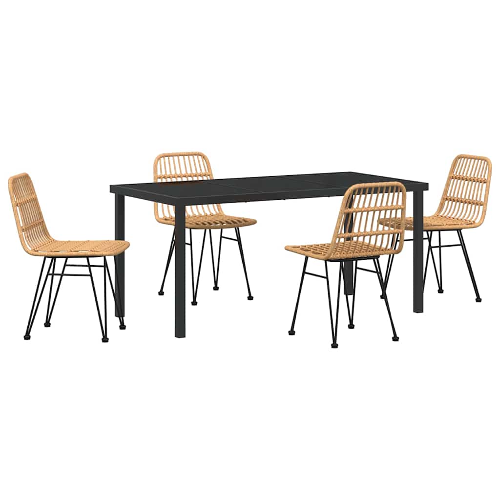 Set da Pranzo per Giardino 5 pcs Marrone Poly Rattan - homemem39