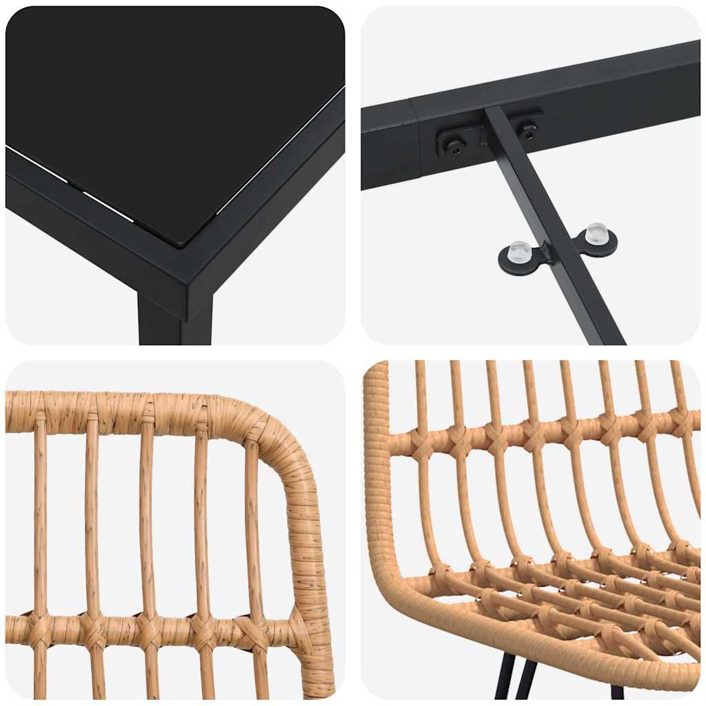 Set da Pranzo per Giardino 7 pcs Marrone Poly Rattan - homemem39