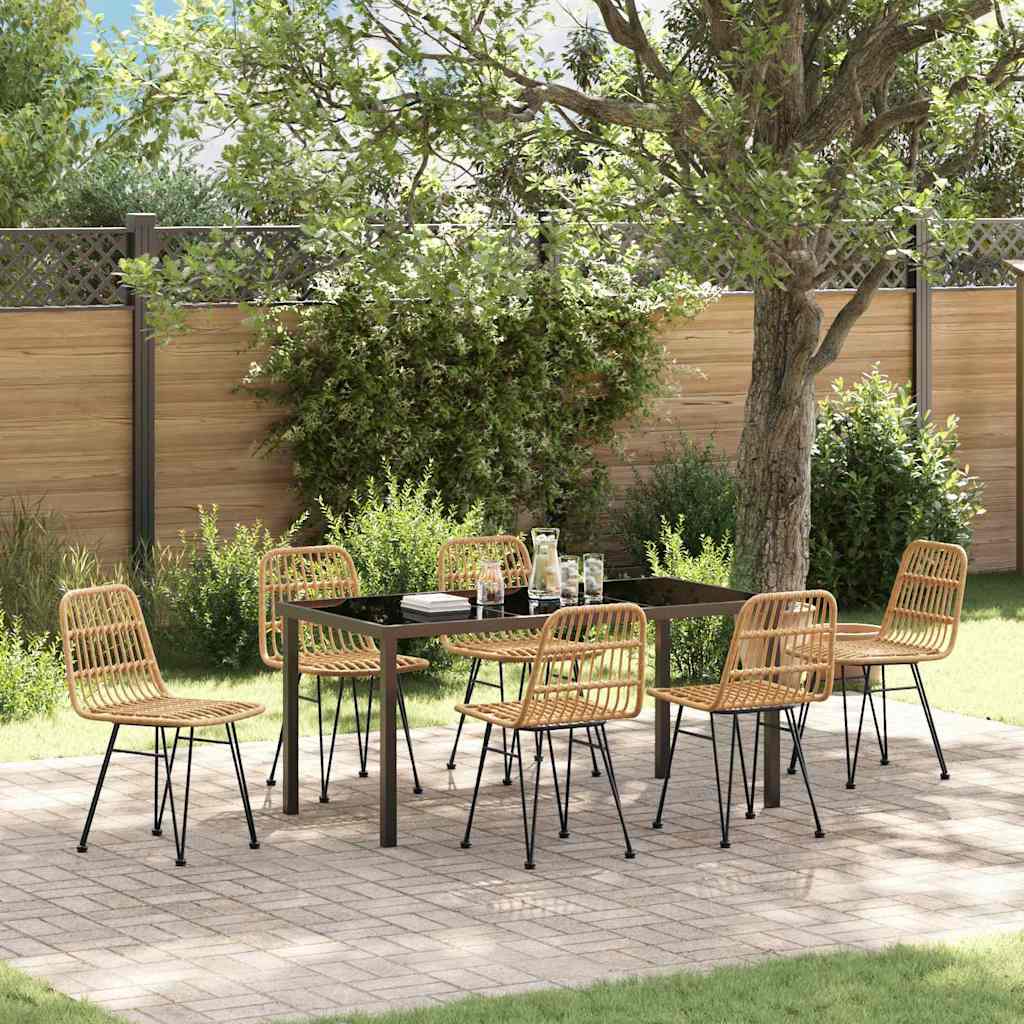 Set da Pranzo per Giardino 7 pcs Marrone Poly Rattan - homemem39