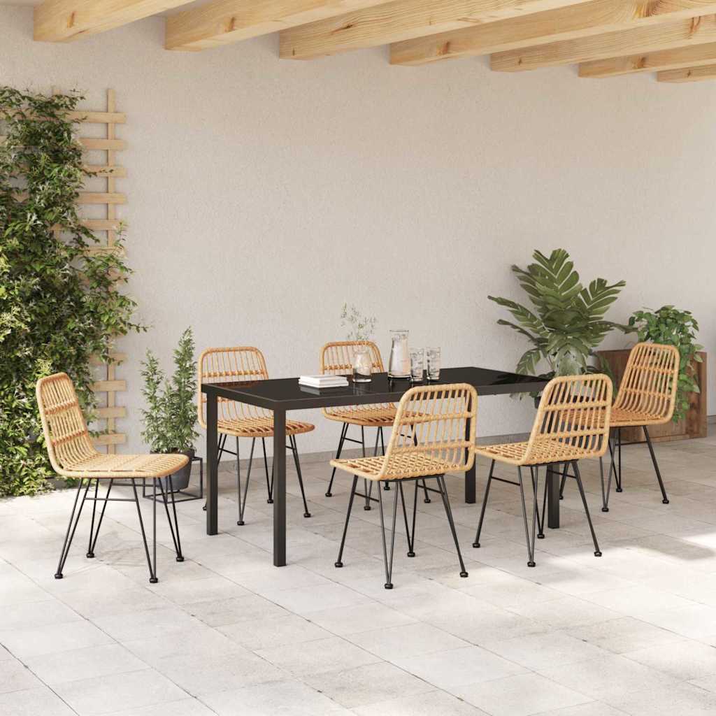 Set da Pranzo per Giardino 7 pcs Marrone Poly Rattan - homemem39