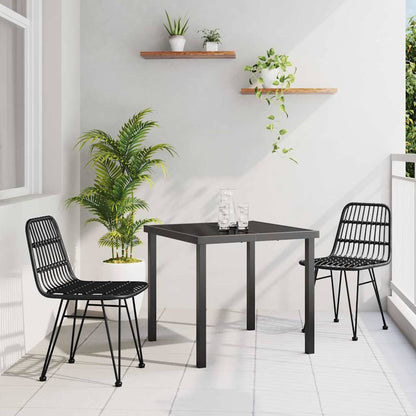Set da Pranzo per Giardino 3 pcs Nero Poly Rattan - homemem39