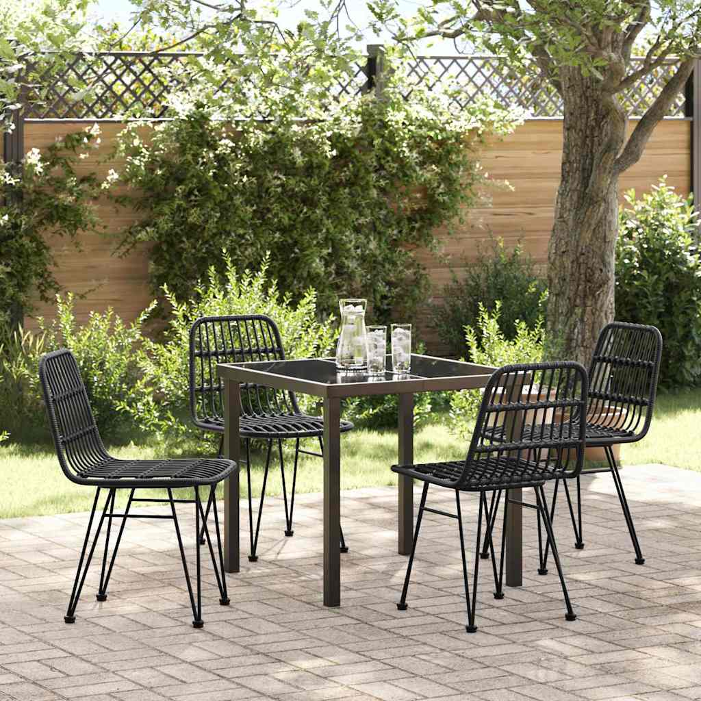 Set da Pranzo per Giardino 5 pcs Nero Poly Rattan - homemem39