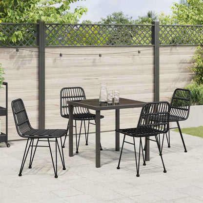 Set da Pranzo per Giardino 5 pcs Nero Poly Rattan - homemem39