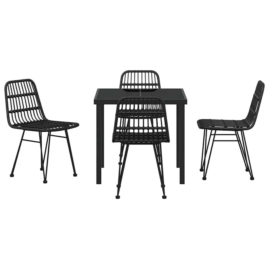 Set da Pranzo per Giardino 5 pcs Nero Poly Rattan - homemem39