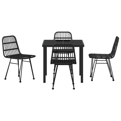 Set da Pranzo per Giardino 5 pcs Nero Poly Rattan - homemem39