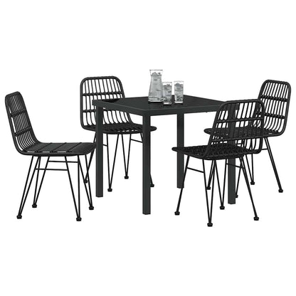 Set da Pranzo per Giardino 5 pcs Nero Poly Rattan - homemem39