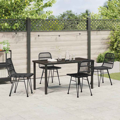 Set da Pranzo per Giardino 5 pcs Nero Poly Rattan - homemem39