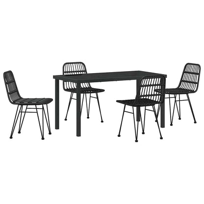 Set da Pranzo per Giardino 5 pcs Nero Poly Rattan - homemem39