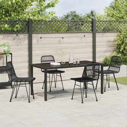 Set da Pranzo per Giardino 5 pcs Nero Poly Rattan - homemem39