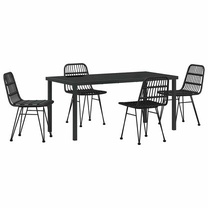 Set da Pranzo per Giardino 5 pcs Nero Poly Rattan - homemem39