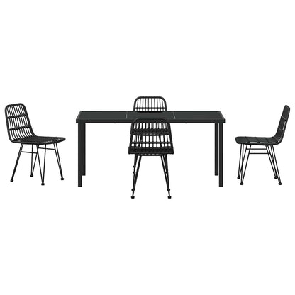 Set da Pranzo per Giardino 5 pcs Nero Poly Rattan - homemem39