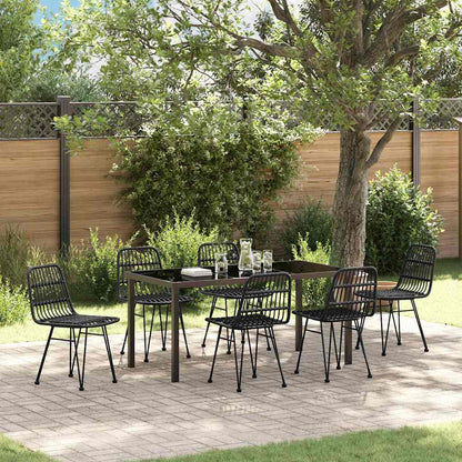 Set da Pranzo per Giardino 7 pcs Nero Poly Rattan - homemem39