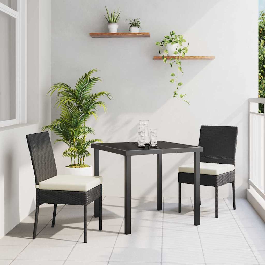 Set da Pranzo per Giardino 3 pcs Nero Poly Rattan - homemem39