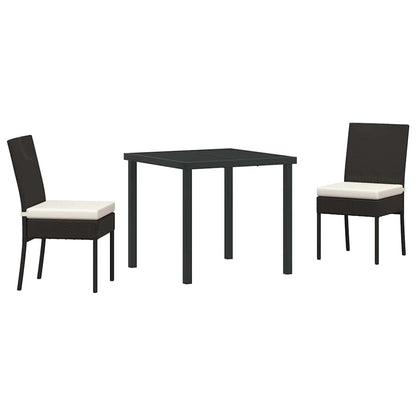 Set da Pranzo per Giardino 3 pcs Nero Poly Rattan - homemem39
