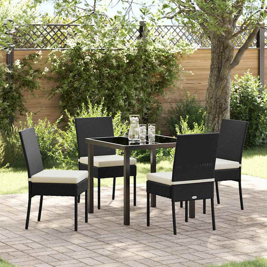 Set da Pranzo per Giardino 5 pcs Nero Poly Rattan - homemem39