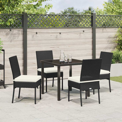 Set da Pranzo per Giardino 5 pcs Nero Poly Rattan - homemem39