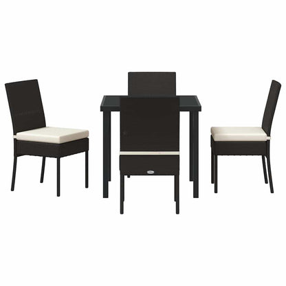 Set da Pranzo per Giardino 5 pcs Nero Poly Rattan - homemem39