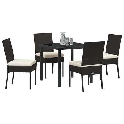 Set da Pranzo per Giardino 5 pcs Nero Poly Rattan - homemem39