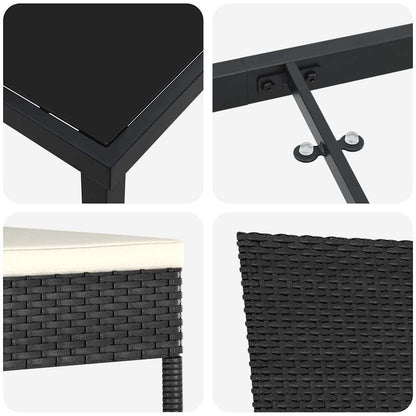 Set da Pranzo per Giardino 5 pcs Nero Poly Rattan - homemem39