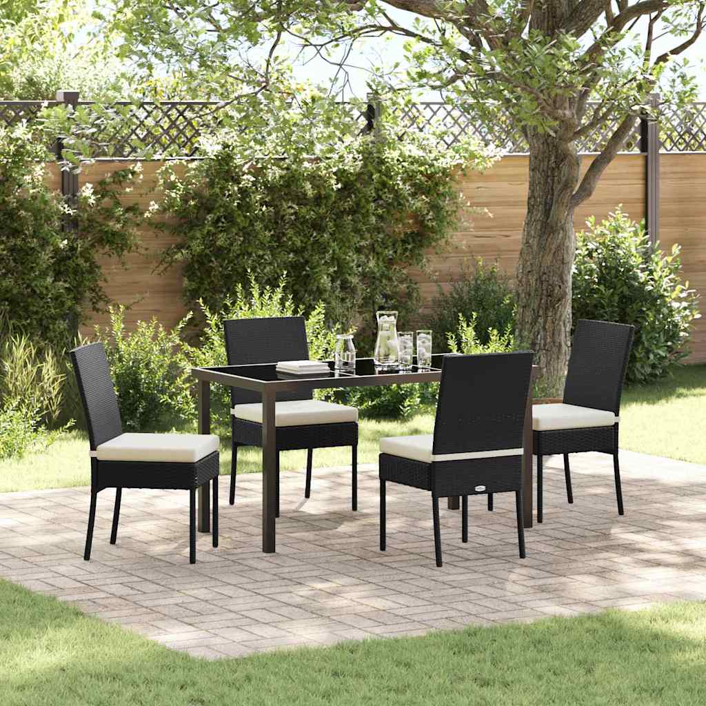 Set da Pranzo per Giardino 5 pcs Nero Poly Rattan - homemem39