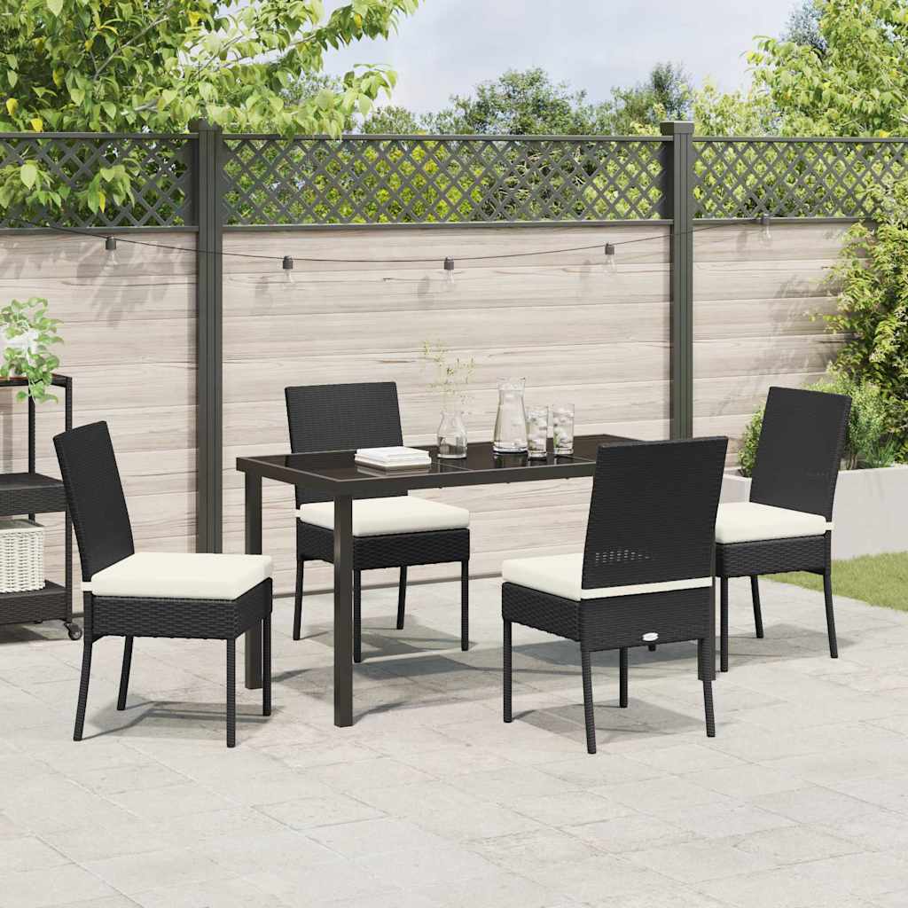 Set da Pranzo per Giardino 5 pcs Nero Poly Rattan - homemem39