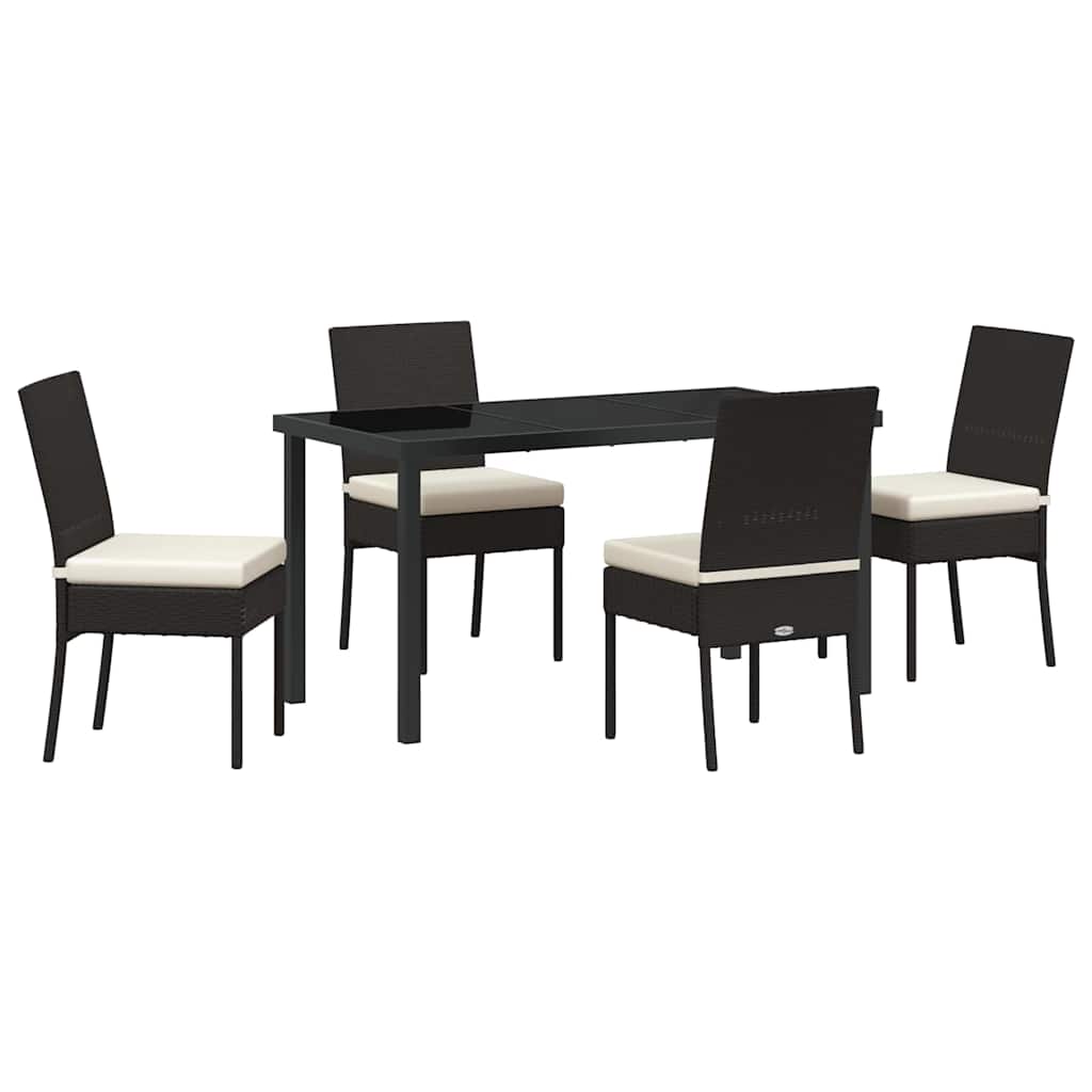 Set da Pranzo per Giardino 5 pcs Nero Poly Rattan - homemem39