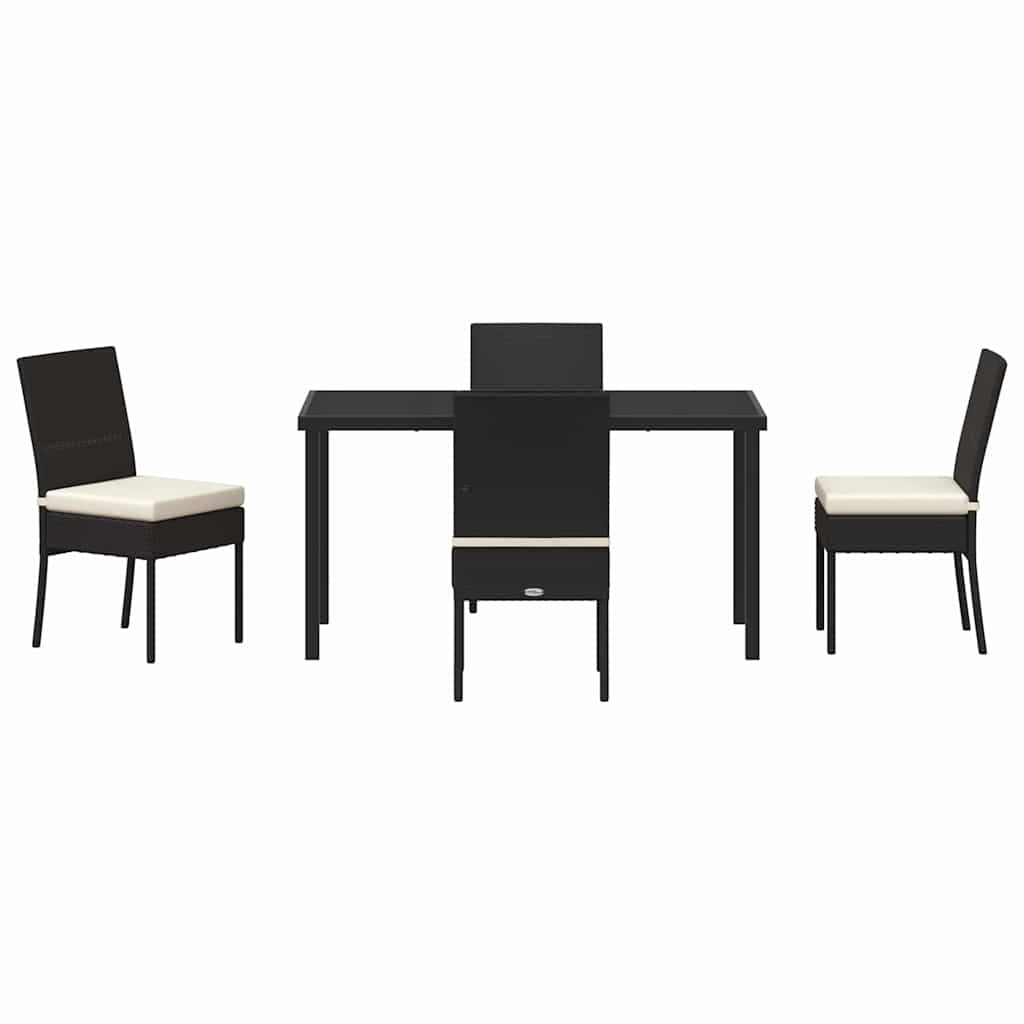 Set da Pranzo per Giardino 5 pcs Nero Poly Rattan - homemem39