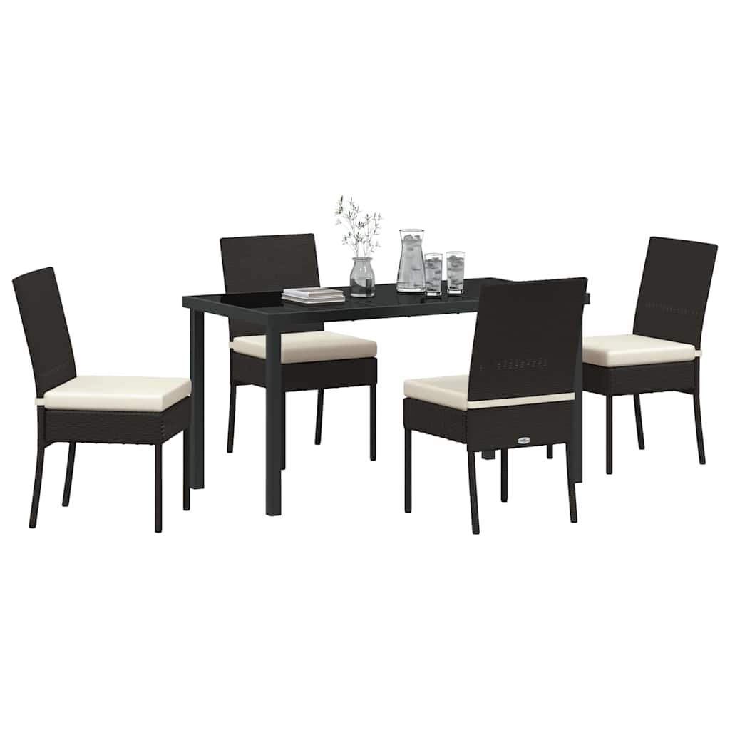 Set da Pranzo per Giardino 5 pcs Nero Poly Rattan - homemem39