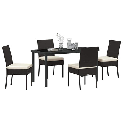 Set da Pranzo per Giardino 5 pcs Nero Poly Rattan - homemem39