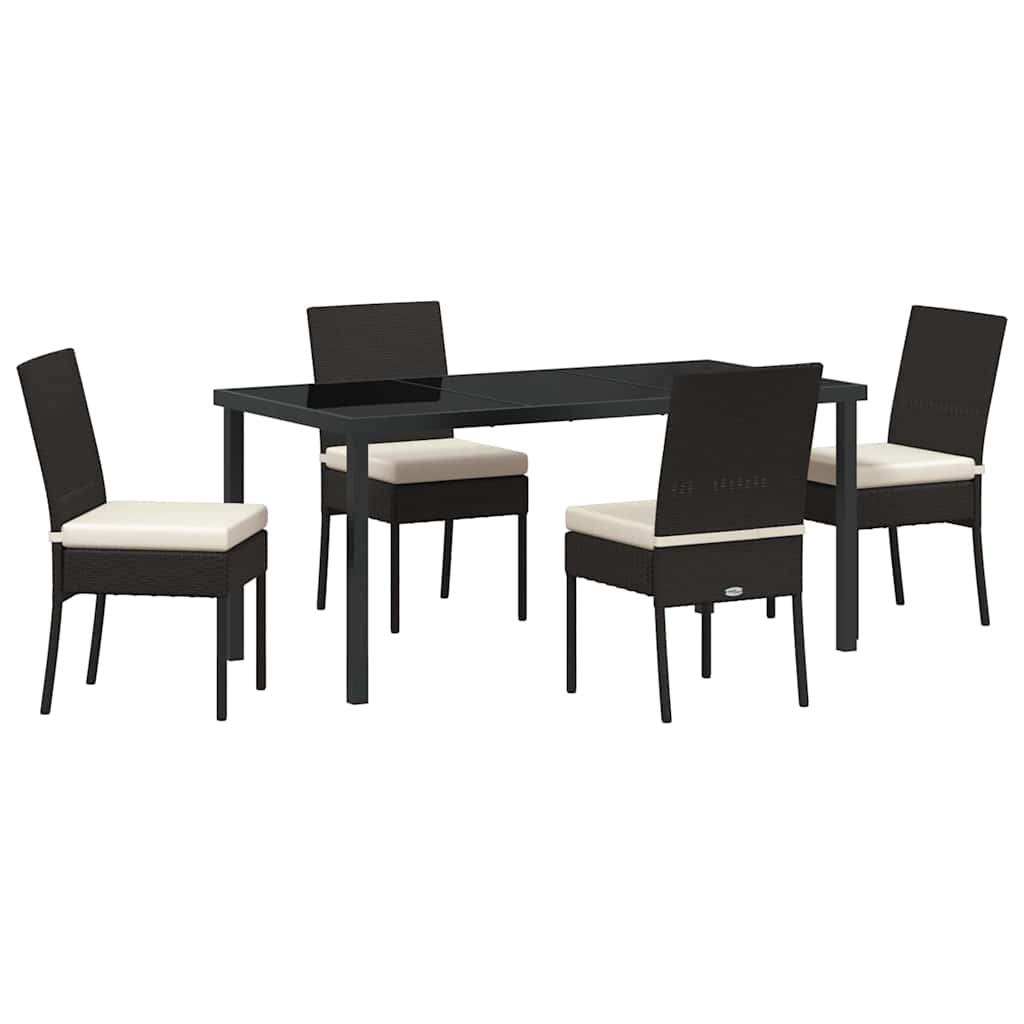 Set da Pranzo per Giardino 5 pcs Nero Poly Rattan - homemem39