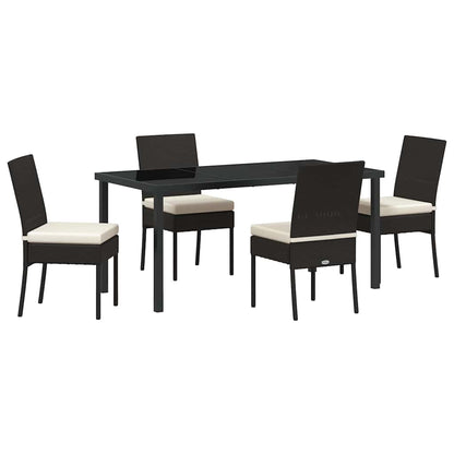 Set da Pranzo per Giardino 5 pcs Nero Poly Rattan - homemem39