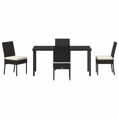 Set da Pranzo per Giardino 5 pcs Nero Poly Rattan - homemem39