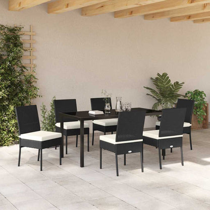 Set da Pranzo per Giardino 7 pcs Nero Poly Rattan - homemem39