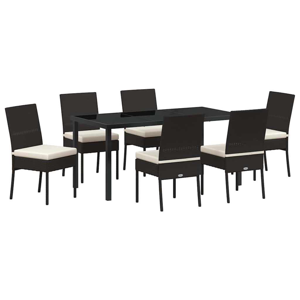 Set da Pranzo per Giardino 7 pcs Nero Poly Rattan - homemem39