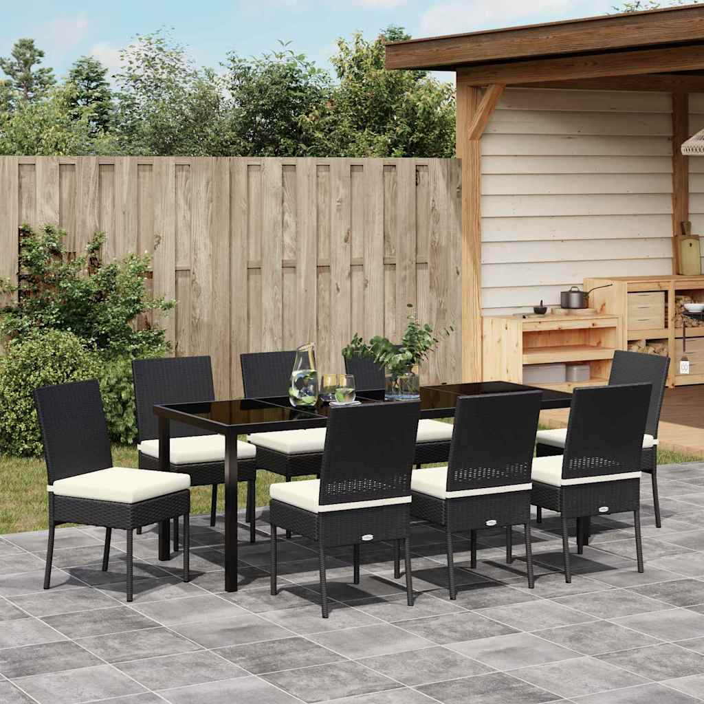 Set da Pranzo per Giardino 9 pcs Nero | homemem39