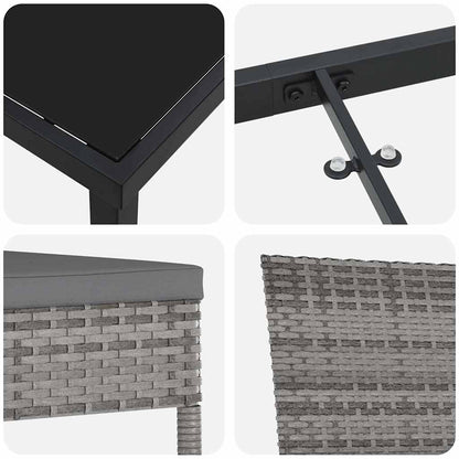 Set da Pranzo per Giardino 3 pcs Grigio Poly Rattan - homemem39