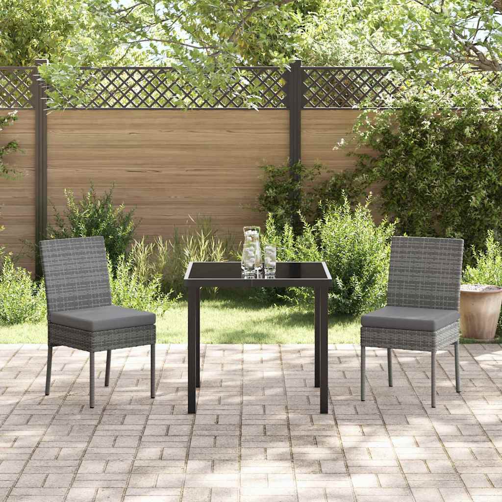 Set da Pranzo per Giardino 3 pcs Grigio Poly Rattan - homemem39