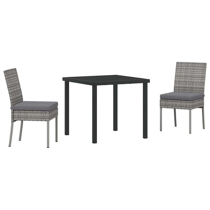 Set da Pranzo per Giardino 3 pcs Grigio Poly Rattan - homemem39