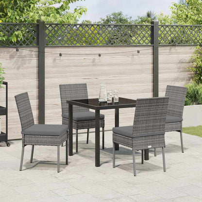 Set da Pranzo per Giardino 5 pcs Grigio Poly Rattan - homemem39