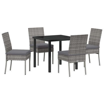 Set da Pranzo per Giardino 5 pcs Grigio Poly Rattan - homemem39