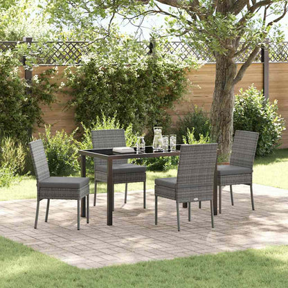 Set da Pranzo per Giardino 5 pcs Grigio Poly Rattan - homemem39