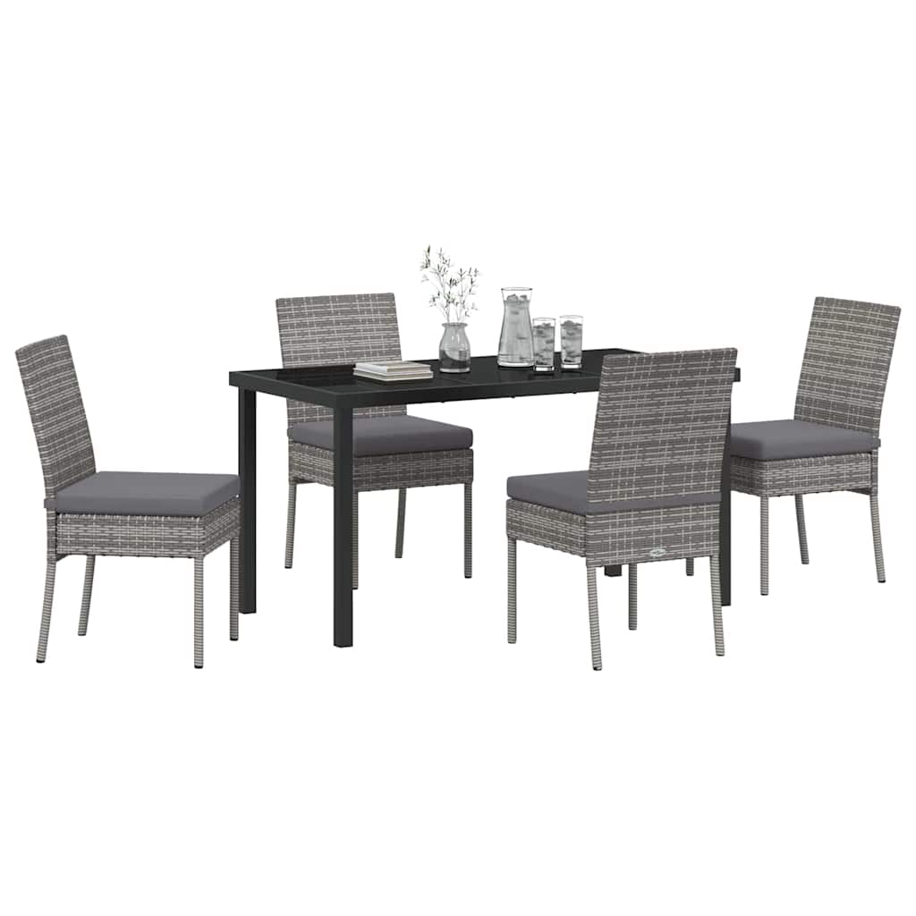 Set da Pranzo per Giardino 5 pcs Grigio Poly Rattan - homemem39