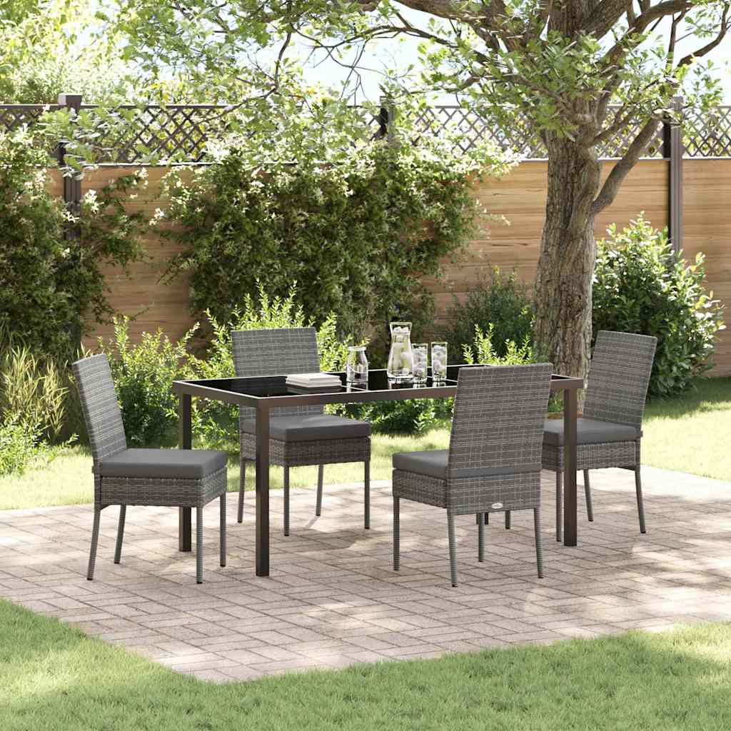 Set da Pranzo per Giardino 5 pcs Grigio Poly Rattan - homemem39