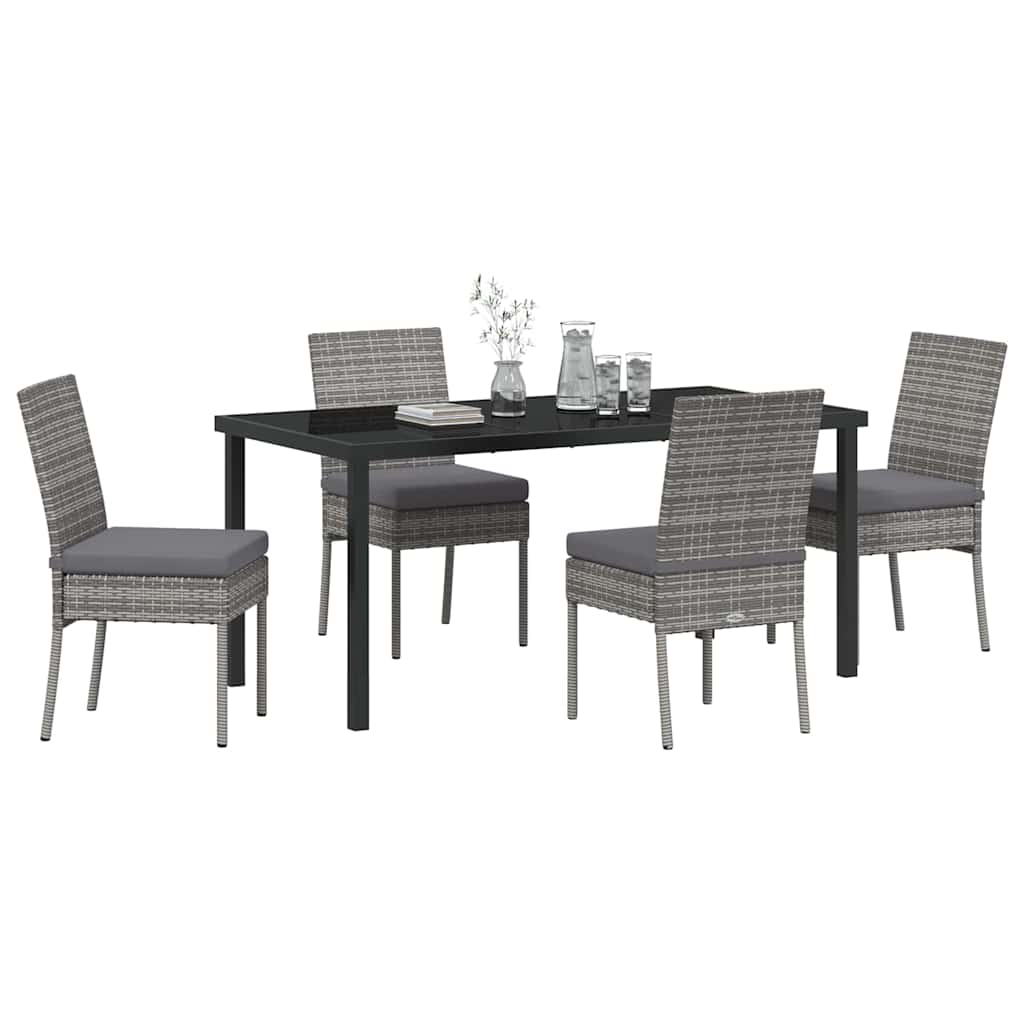 Set da Pranzo per Giardino 5 pcs Grigio Poly Rattan - homemem39