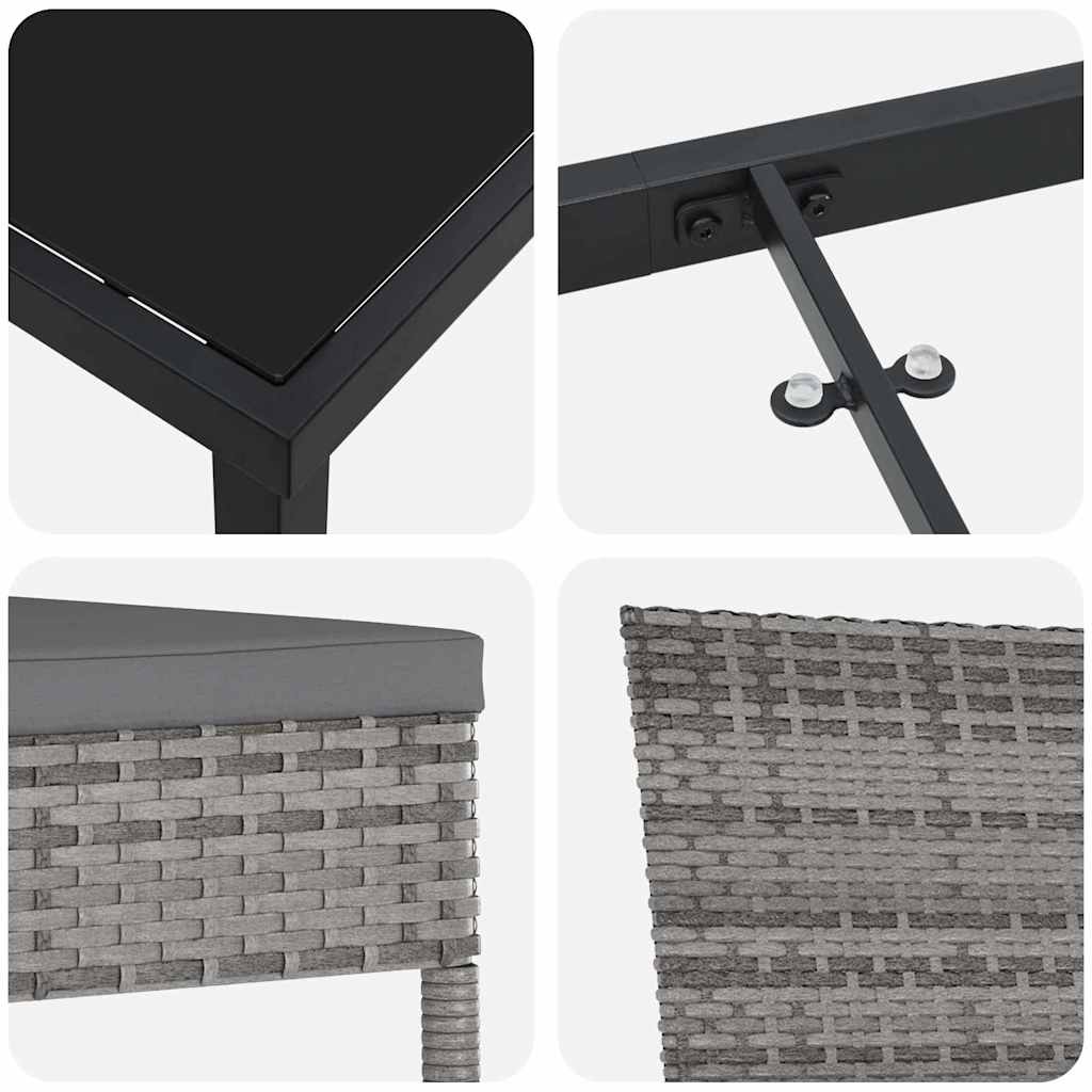 Set da Pranzo per Giardino 7 pcs Grigio Poly Rattan - homemem39