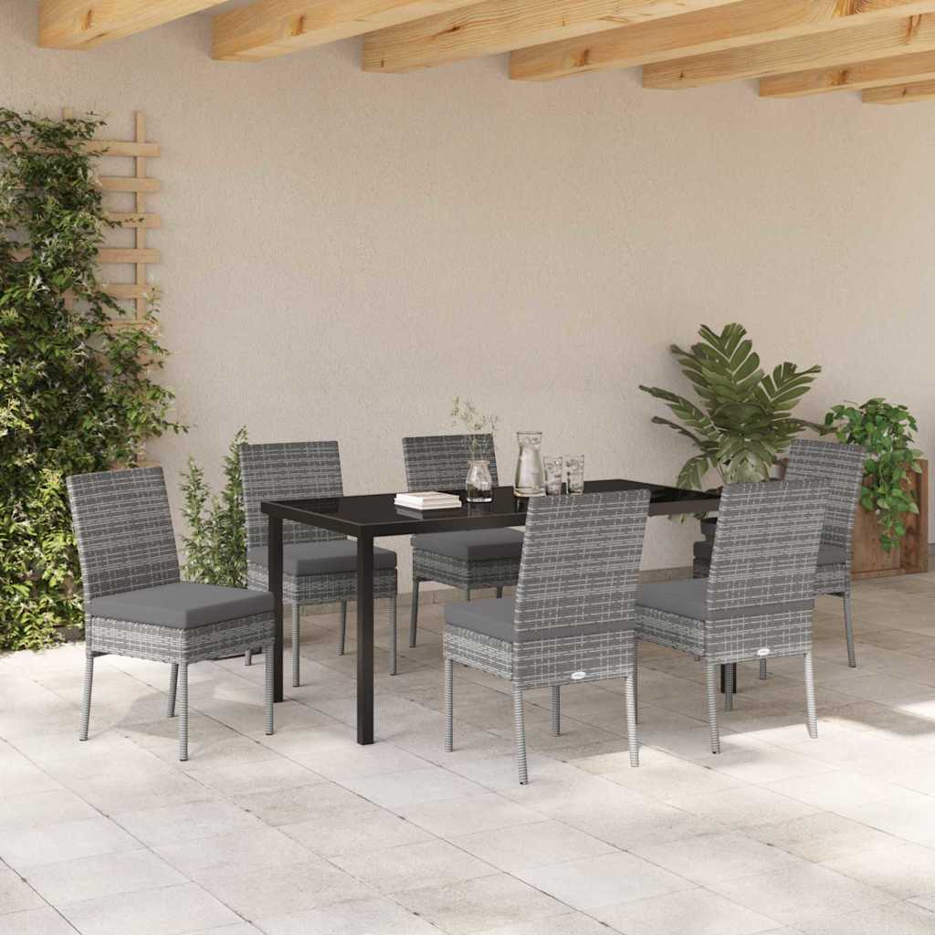Set da Pranzo per Giardino 7 pcs Grigio Poly Rattan - homemem39