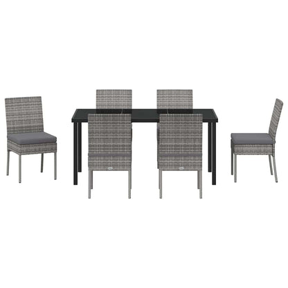 Set da Pranzo per Giardino 7 pcs Grigio Poly Rattan - homemem39
