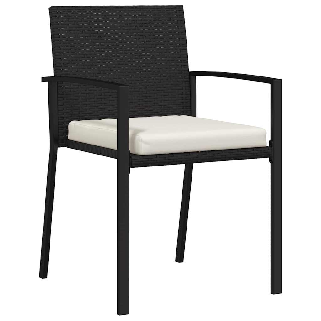 Set da Pranzo per Giardino 3 pcs Nero Poly Rattan - homemem39