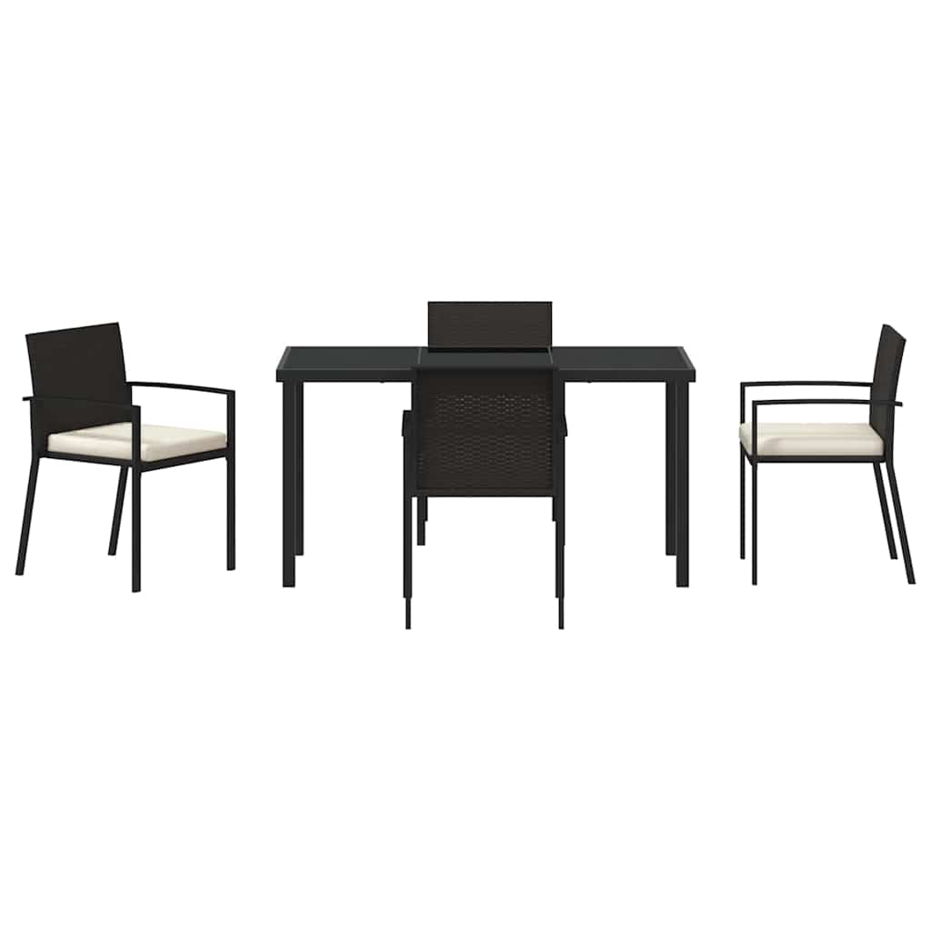 Set da Pranzo per Giardino 5 pcs Nero Poly Rattan - homemem39